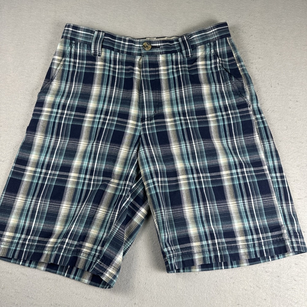 Columbia Seven Hills Shorts Men 30 Brown Plaid Cotton Chino 10 Inseam‎